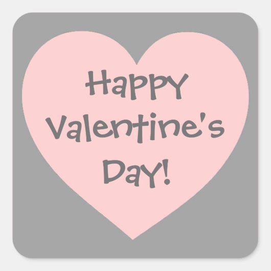 Fijne Valentijnsdag roze grijze stickers (Voorkant)