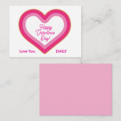 Fijne Valentijnsdag Roze Groot Hart Meisjesachtig Notitiekaartje (Voorkant / Achterkant)