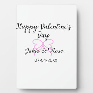 Fijne Valentijnsdag roze hart boog naam datum stij Fotoplaat