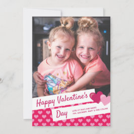 Fijne Valentijnsdag Roze Heart Aangepaste Foto Feestdagenkaart
