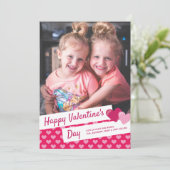 Fijne Valentijnsdag Roze Heart Aangepaste Foto Feestdagenkaart (Staand voorkant)
