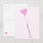Fijne Valentijnsdag - Roze Heart Shaped Balloon Briefkaart (Voorkant / Achterkant)