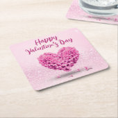 Fijne Valentijnsdag roze hyacinth Heart Kartonnen Onderzetters (Schuin)