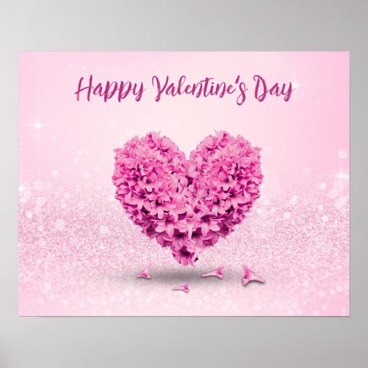 Fijne Valentijnsdag roze hyacinth Heart Poster (Voorkant)
