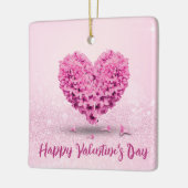 Fijne Valentijnsdag Roze hyacinth Lovely Heart Keramisch Ornament (Links)