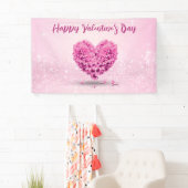 Fijne Valentijnsdag Roze hyacinth Lovely Heart Spandoek (Insitu)