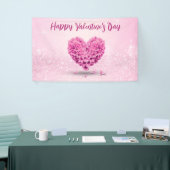 Fijne Valentijnsdag Roze hyacinth Lovely Heart Spandoek (Beurs)