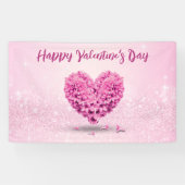 Fijne Valentijnsdag Roze hyacinth Lovely Heart Spandoek (Horizontaal)