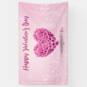 Fijne Valentijnsdag Roze hyacinth Lovely Heart Spandoek (Verticaal)