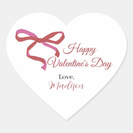 Fijne Valentijnsdag Roze Lint  Hart Sticker