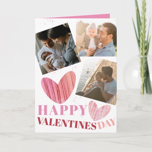 Fijne Valentijnsdag Roze Modern Hart Kaart (Voorkant)