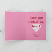 Fijne Valentijnsdag Roze Modern Hart Kaart (Binnen)