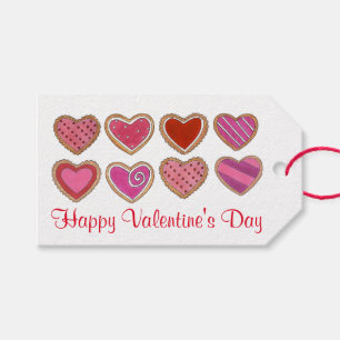 Fijne Valentijnsdag Roze Red Heart Love Cookies Cadeaulabel