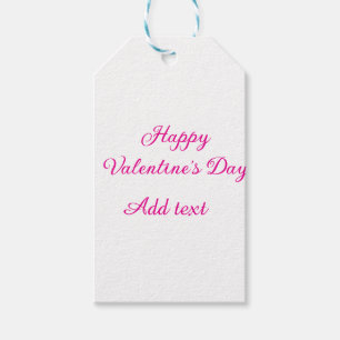 Fijne Valentijnsdag roze tekst naam bericht Cadeaulabel
