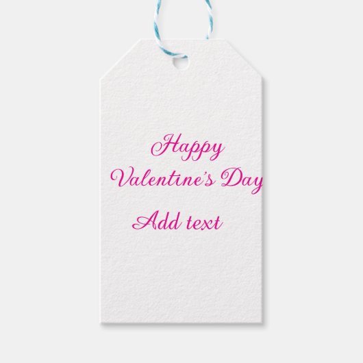 Fijne Valentijnsdag roze tekst naam bericht Cadeaulabel (Voorkant)