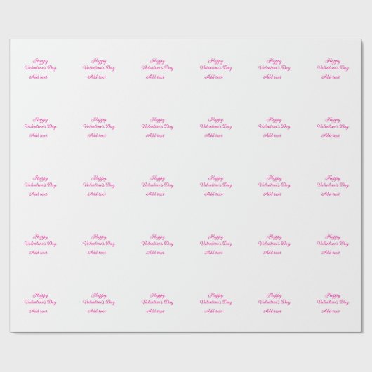 Fijne Valentijnsdag roze tekst naam bericht Cadeaupapier (Vlak)