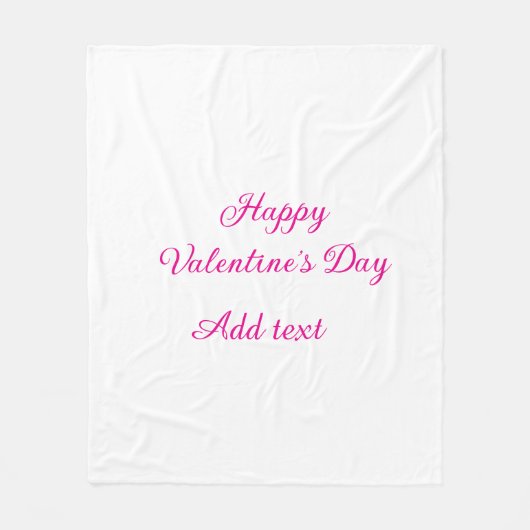 Fijne Valentijnsdag roze tekst naam bericht Fleece Deken (Voorkant)