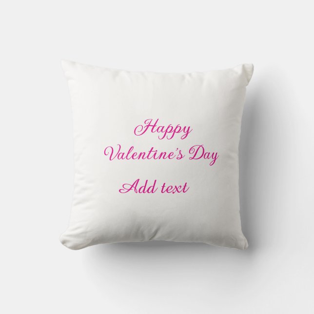 Fijne Valentijnsdag roze tekst naam bericht Kussen (Voorkant)