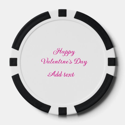 Fijne Valentijnsdag roze tekst naam bericht Poker Chips (Voorkant)