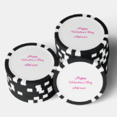 Fijne Valentijnsdag roze tekst naam bericht Poker Chips (Opstapeling)