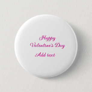 Fijne Valentijnsdag roze tekst naam bericht Ronde Button 5,7 Cm