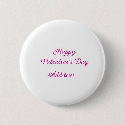 Fijne Valentijnsdag roze tekst naam bericht Ronde Button 5,7 Cm (Voorkant)