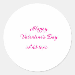 Fijne Valentijnsdag roze tekst naam bericht Ronde Sticker