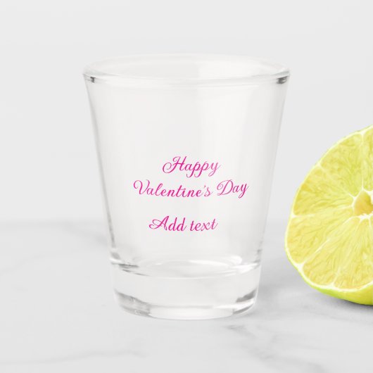 Fijne Valentijnsdag roze tekst naam bericht Shot Glas (Voorkant)
