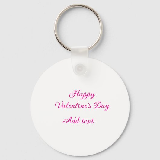 Fijne Valentijnsdag roze tekst naam bericht Sleutelhanger (Voorkant)
