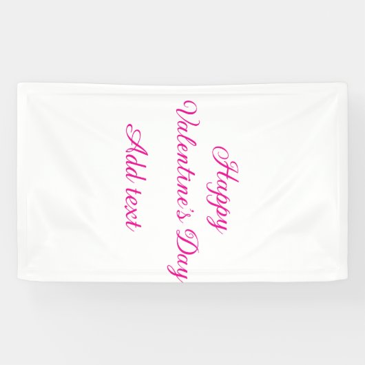 Fijne Valentijnsdag roze tekst naam bericht Spandoek (Horizontaal)