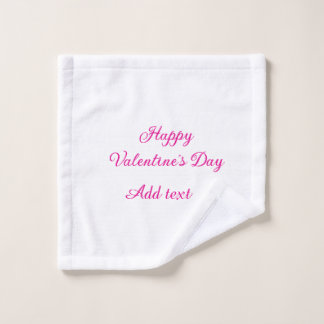 Fijne Valentijnsdag roze tekst naam bericht Washandje