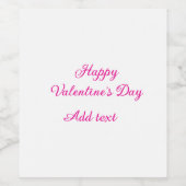 Fijne Valentijnsdag roze tekst naam bericht Wijn Etiket (Enkel label)