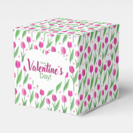 Fijne Valentijnsdag Roze Tulpen Bedankdoosjes