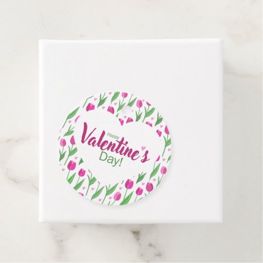 Fijne Valentijnsdag Roze Tulpen Bedankjes Labels (In situ)