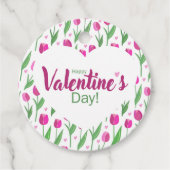 Fijne Valentijnsdag Roze Tulpen Bedankjes Labels (Voorkant)