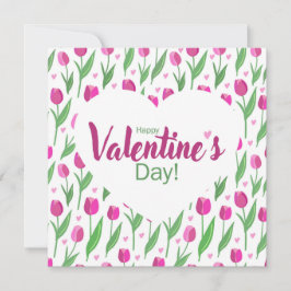 Fijne Valentijnsdag Roze Tulpen Feestdagenkaart