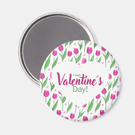 Fijne Valentijnsdag Roze Tulpen Magneet