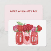 Fijne Valentijnsdag Rozen Mason Jar Notitiekaartje (Voorkant / Achterkant)