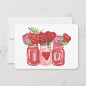 Fijne Valentijnsdag Rozen Mason Jar Notitiekaartje (Voorkant)