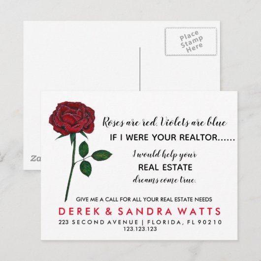 Fijne Valentijnsdag rozen zijn rood Aankondigingskaart (Voorkant / Achterkant)