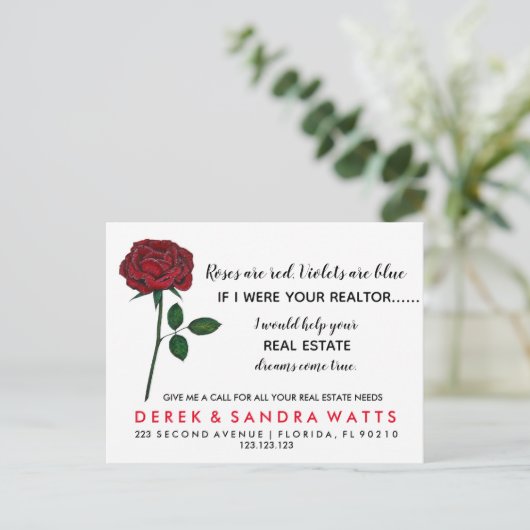 Fijne Valentijnsdag rozen zijn rood Aankondigingskaart (Staand voorkant)