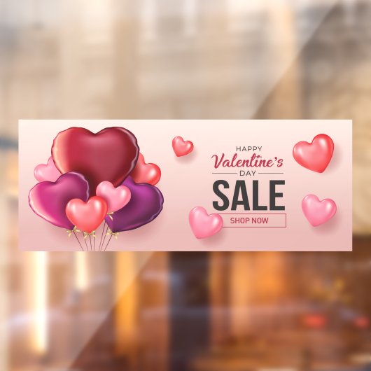 Fijne Valentijnsdag Sale Heart-ballonnen Raamsticker (Vel 2)