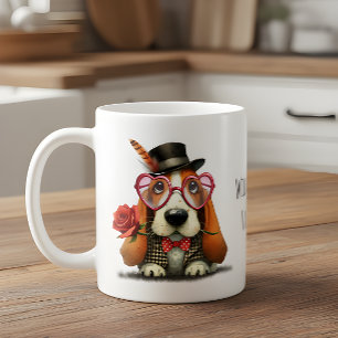 Fijne Valentijnsdag Schattige Basset Hound Koffiemok