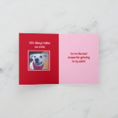 Fijne Valentijnsdag Schattige Hond Lachend Rood Feestdagen Kaart (Binnen)