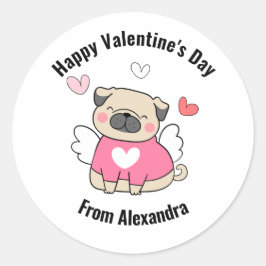 Fijne Valentijnsdag schattige hond. Ronde Sticker