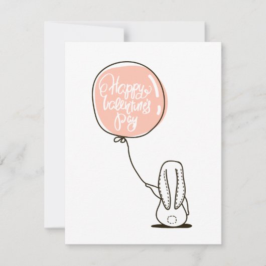 Fijne Valentijnsdag. Schattige konijn. Roze perzik Feestdagenkaart (Voorkant)