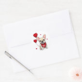 Fijne Valentijnsdag! Schattigee Franse buldog Ronde Sticker (Envelop)