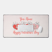 Fijne Valentijnsdag, Schattigee katten met harten Bureaumat (Keyboard & Muis)