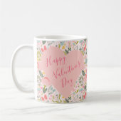 Fijne Valentijnsdag script roze hart Koffiemok (Links)