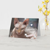 Fijne Valentijnsdag | Sphynx haarloze kat Kaart (Gele Bloem)